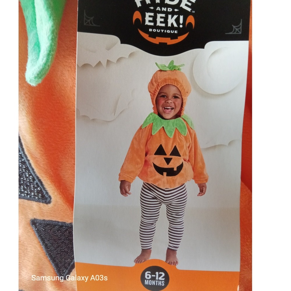 Hide & Eek Boutique Infant Pumpkin Halloween Costume Orange 6-12 Months NWT